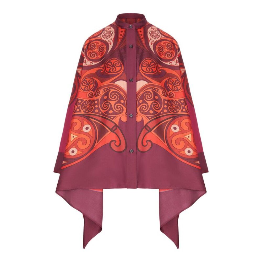La Double J Women Oversized Printed Silk Shirt With An Asymmetric Hem